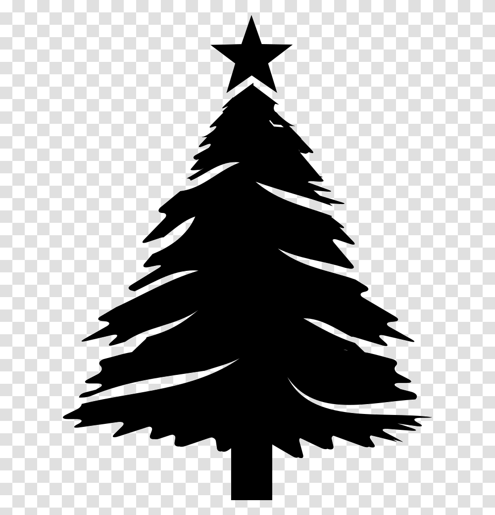 Christmas Tree With Star Christmas Tree Svg Free, Stencil, Plant, Silhouette, Fir Transparent Png