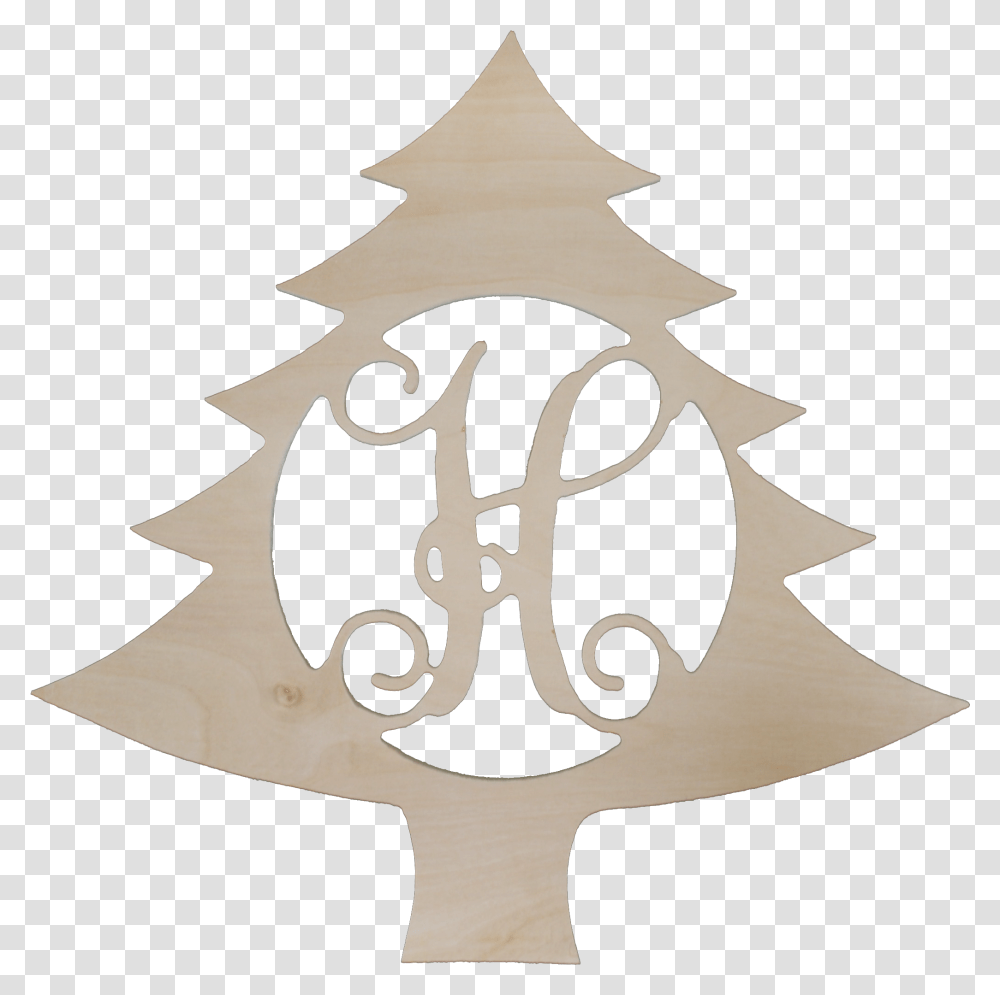 Christmas Tree Wood Monogram, Stencil, Silhouette, Star Symbol Transparent Png