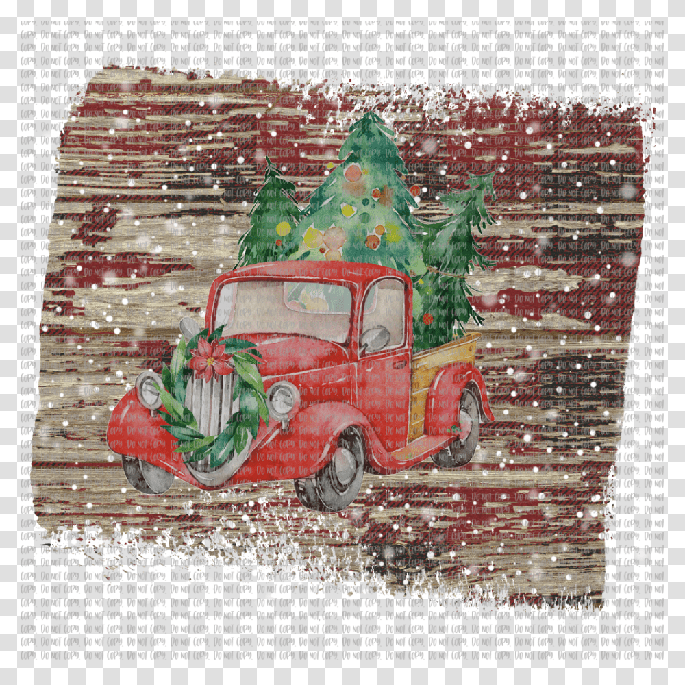 Christmas Truck With Wood Background Craft, Collage, Poster, Advertisement, Fire Truck Transparent Png