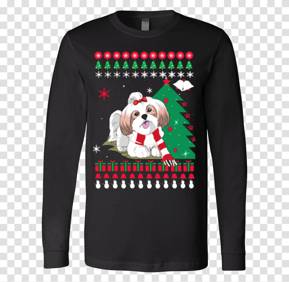 Christmas Ugly Sweater Lhasa Apso, Long Sleeve, Apparel, Dog Transparent Png