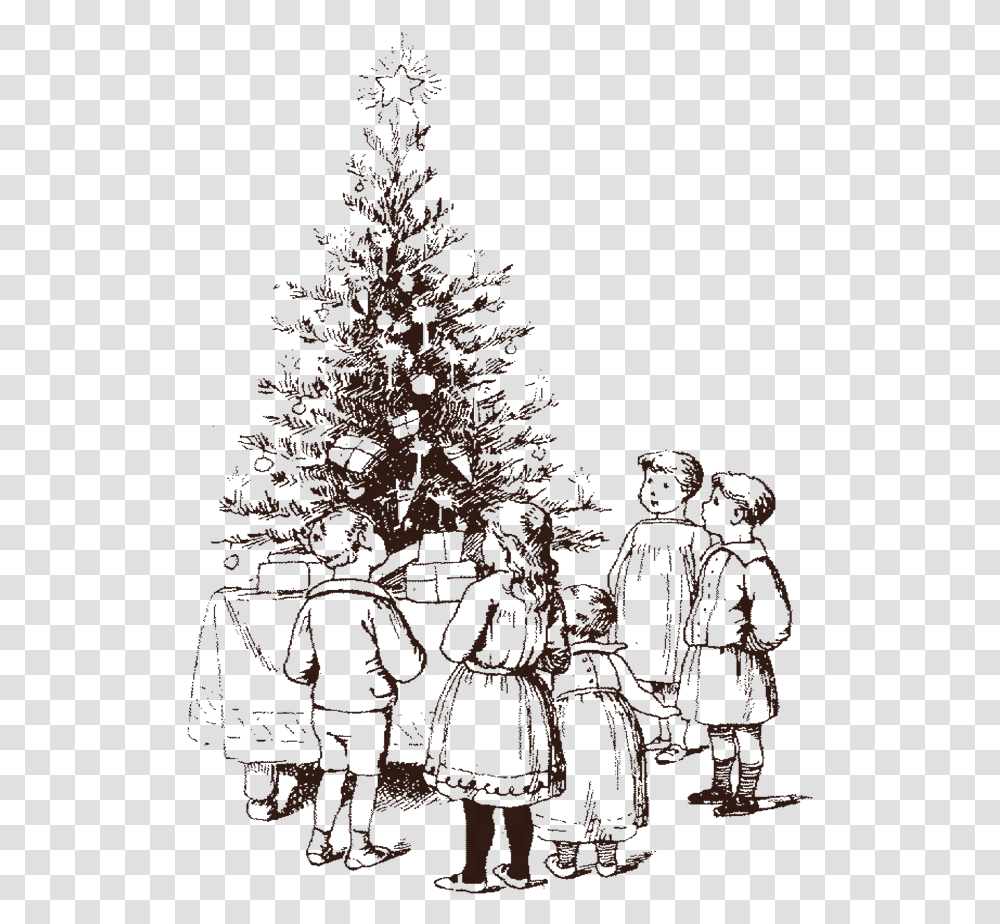 Christmas Vintage Christmastree Newyear Childrenretro Illustration, Plant, Christmas Tree, Ornament, Fir Transparent Png