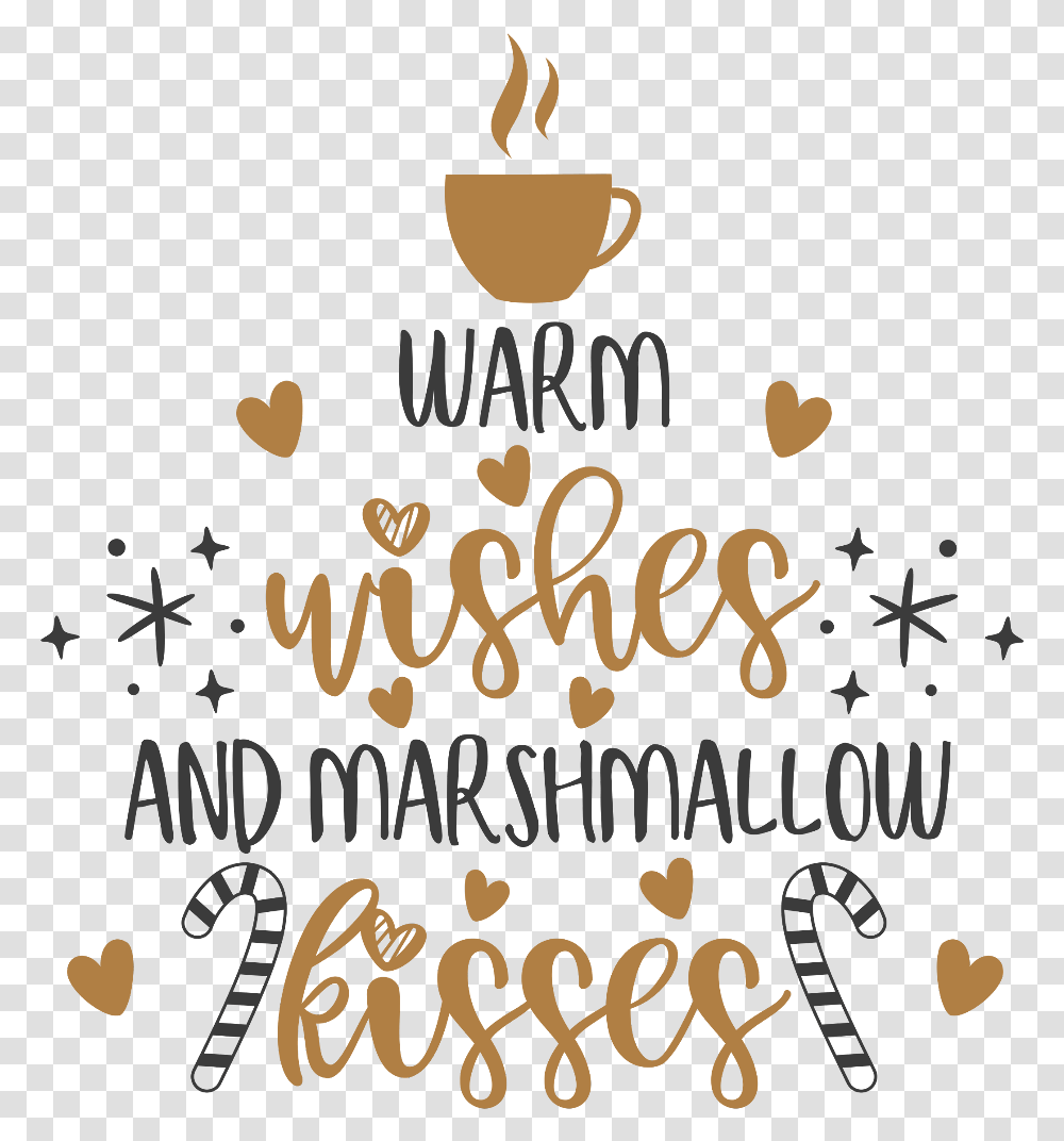 Christmas Wishes Text Marshmallow Kisses Calligraphy, Alphabet, Coffee Cup, Handwriting, Beverage Transparent Png