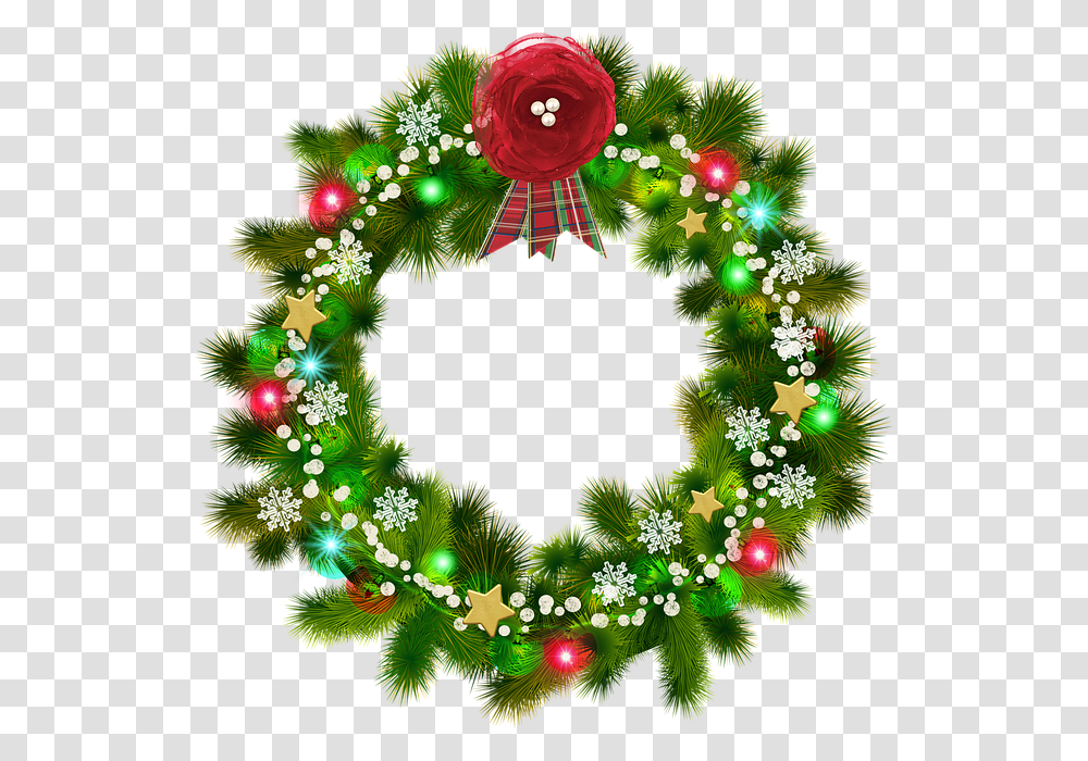 Christmas Wreath 640 Clipart Background Download Christmas, Christmas Tree, Ornament, Plant, Pattern Transparent Png