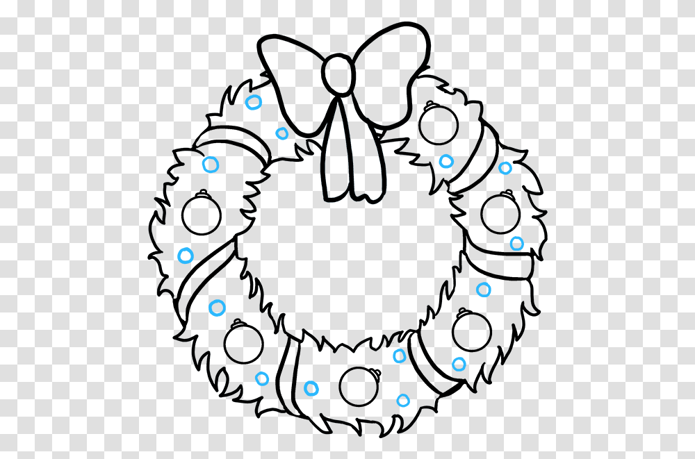 Christmas Wreath Cartoon Christmas Wreath Drawing, Cat, Animal, Number Transparent Png