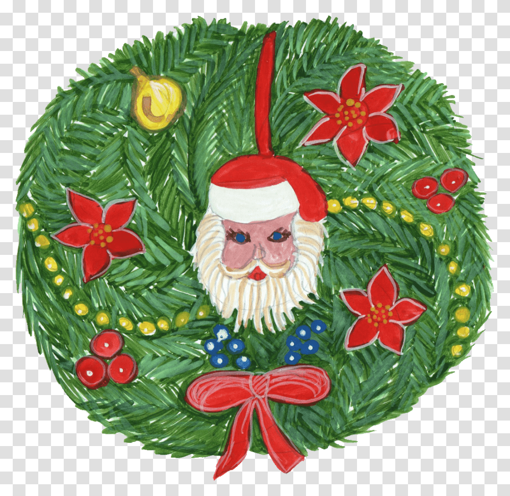 Christmas Wreath Christmas Ornament, Pattern, Christmas Tree, Plant, Embroidery Transparent Png