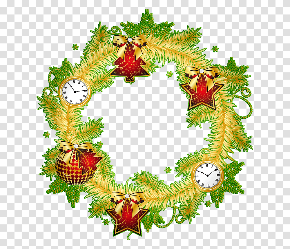 Christmas Wreath Clip Art Clip Art Beautiful Christmas Wreath Border, Clock Tower, Architecture, Building Transparent Png