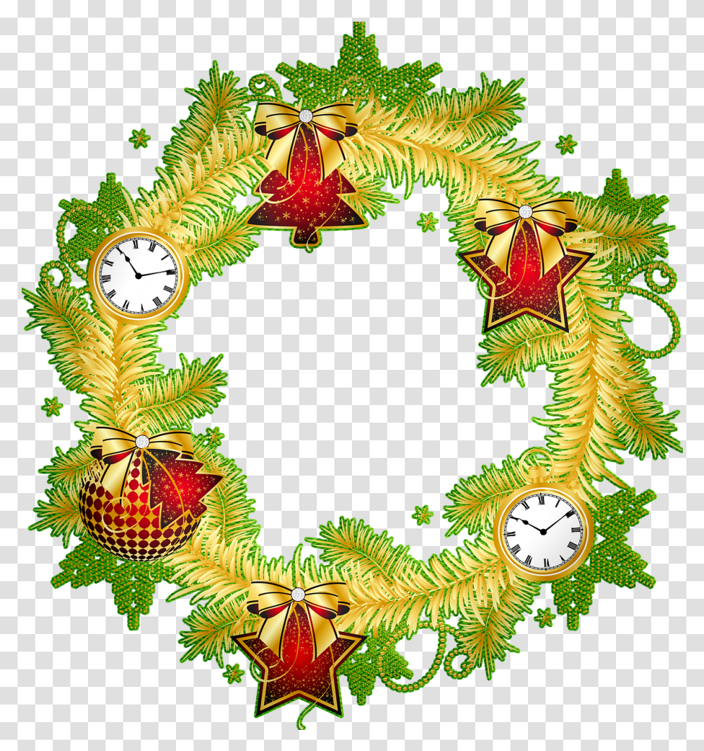 Christmas Wreath Free Vector Christmas, Pattern, Clock Tower, Architecture, Building Transparent Png