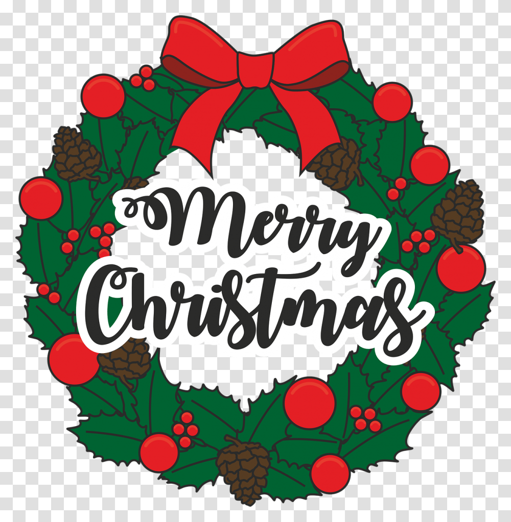 Christmas Wreath Free Vector Graphic On Pixabay, Graphics, Art, Text, Tree Transparent Png