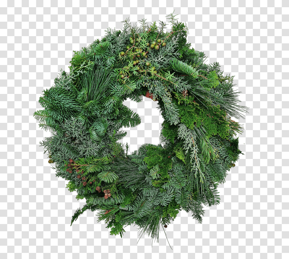 Christmas Wreath Hand Bound Wreath, Christmas Tree, Ornament, Plant, Green Transparent Png