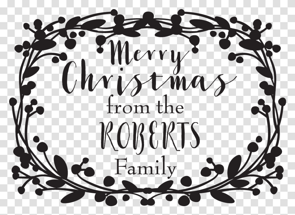 Christmas Wreath Merry Christmas From The Roberts Family, Calligraphy, Handwriting, Floral Design Transparent Png