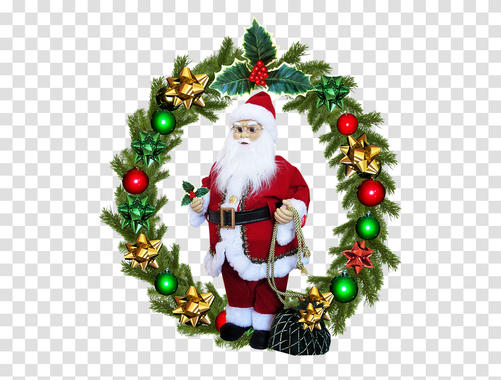 Christmas Wreath Santa Free Photo On Pixabay New X Mas Wishes, Christmas Tree, Ornament, Plant, Nutcracker Transparent Png