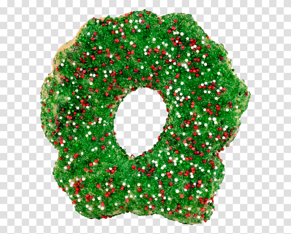 Christmas Wreath Sugar Cookie Doughnut, Pastry, Dessert, Food, Donut Transparent Png
