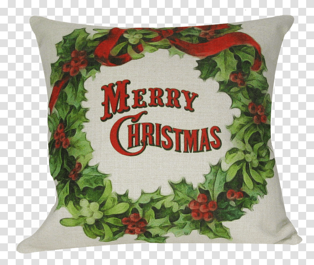 Christmas Wreath Throw Pillow With Insert Christmas Pillow Background, Cushion, Birthday Cake, Dessert, Food Transparent Png