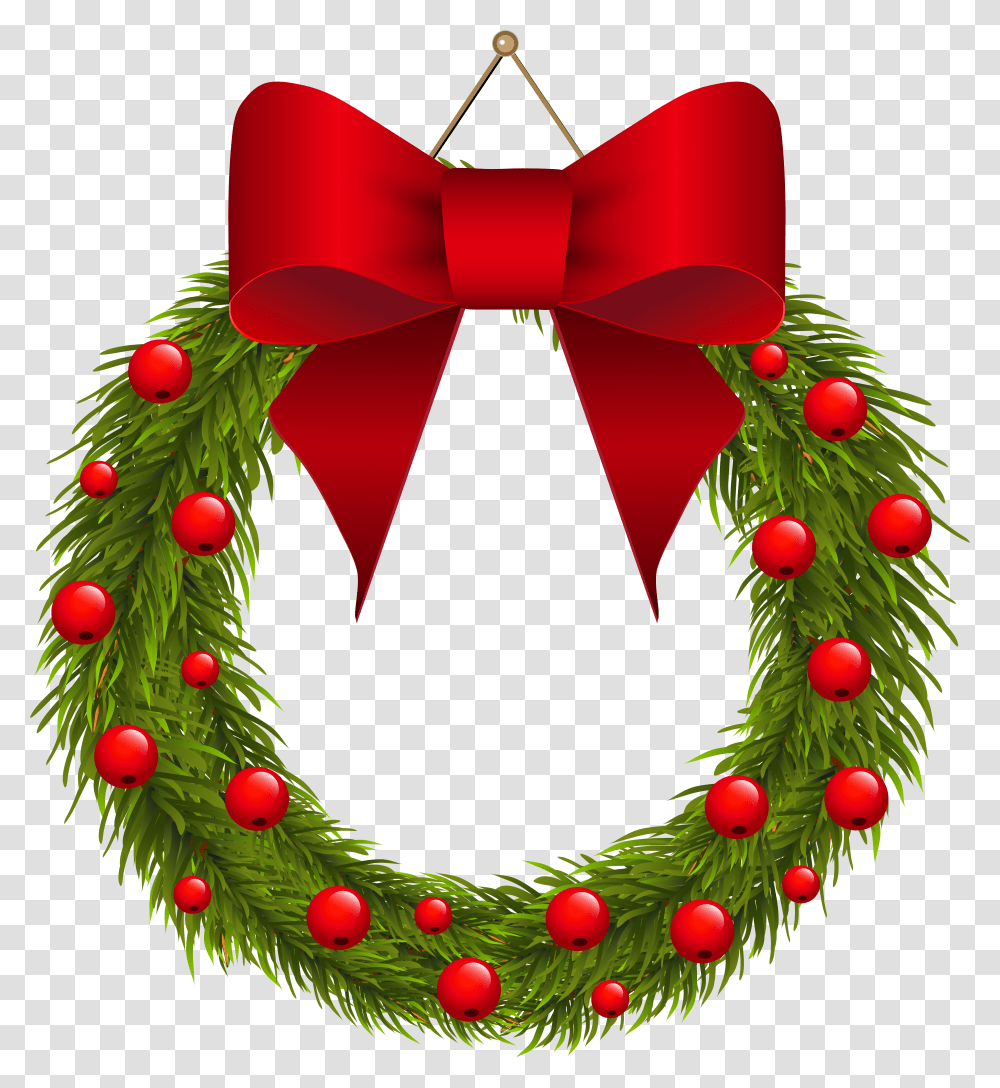 Christmas Wreath With Bow Clipart Transparent Png
