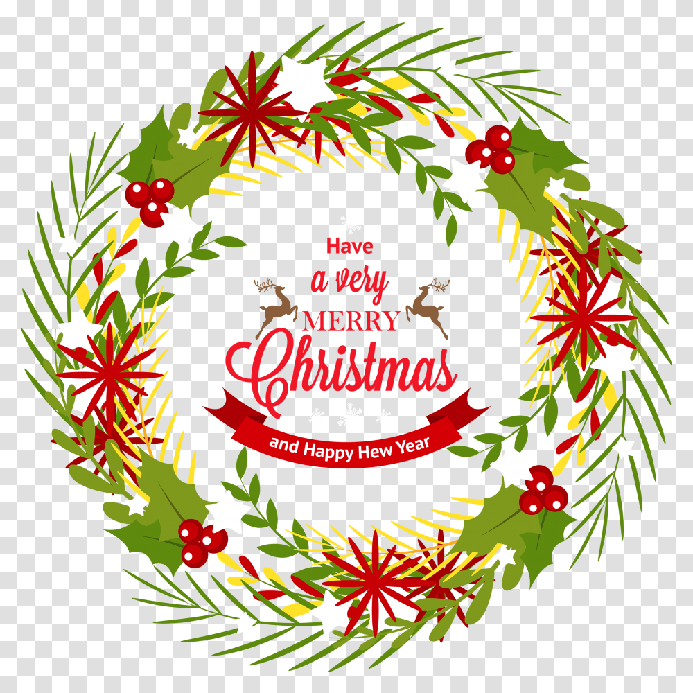 Christmas Wreath With Mistletoe Merry Christmas Wreath, Graphics, Art, Floral Design, Pattern Transparent Png