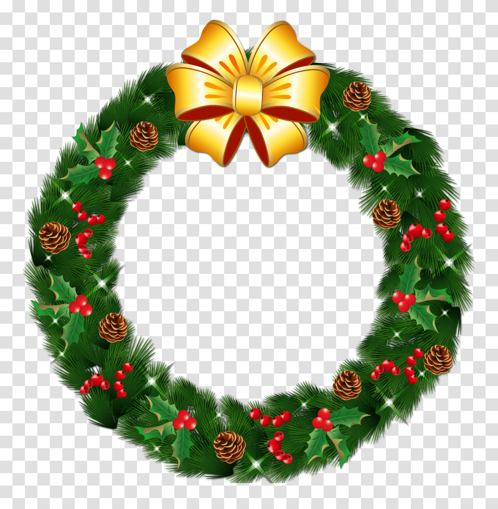 Christmas Wreath With Ornaments Clipart Transparent Png