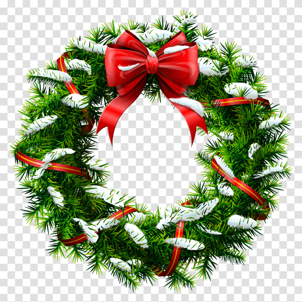 Christmas Wreath With Snow Christmas Wreath Transparent Png