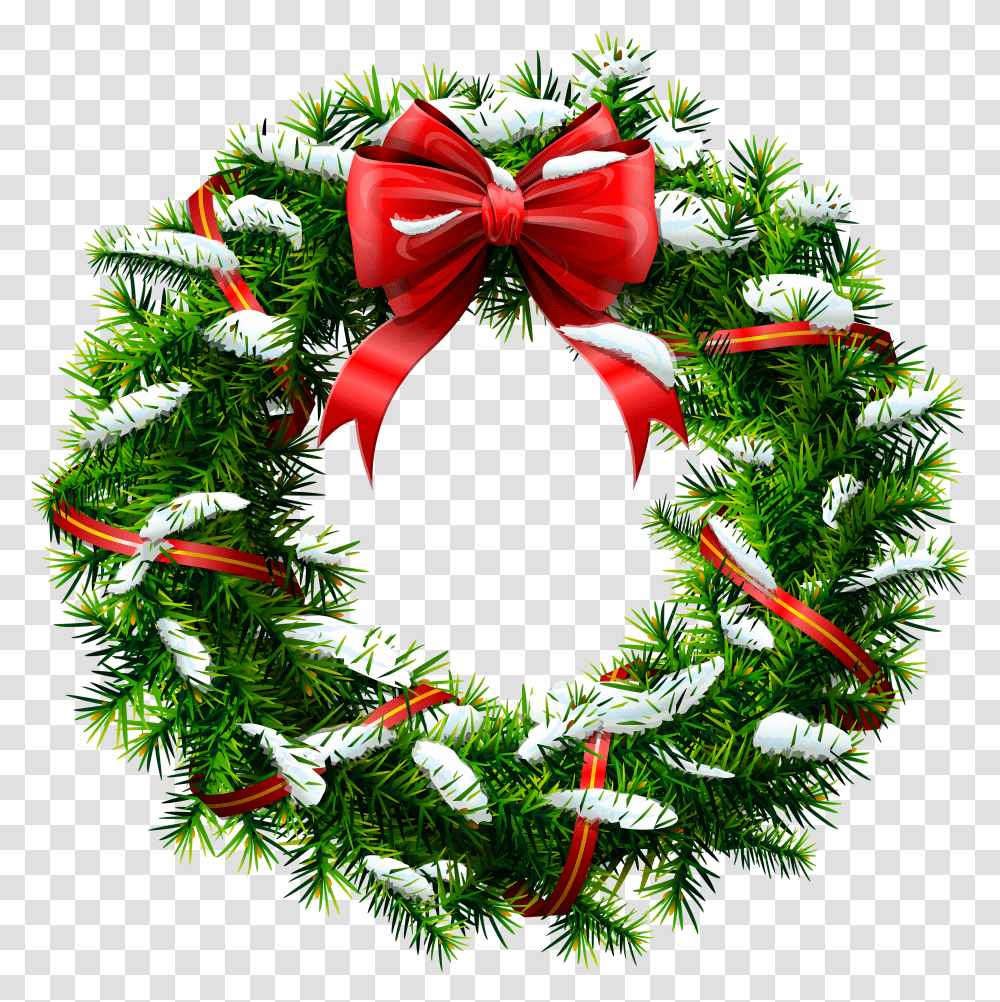 Christmas Wreath With Snow Clip Art Christmas Wreath Transparent Png