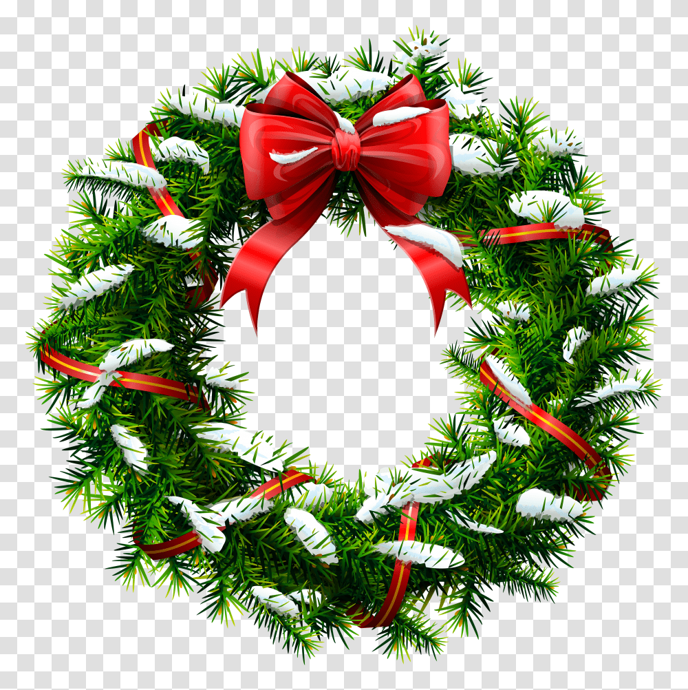Christmas Wreath With Snow Clip Transparent Png