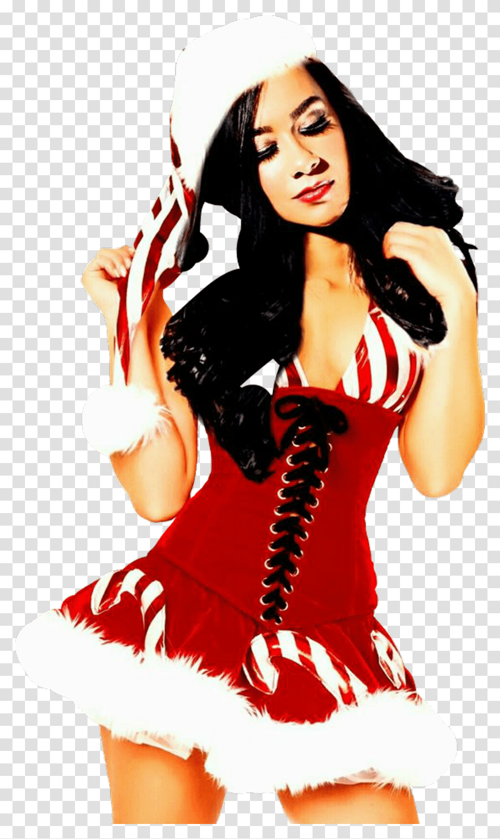 Christmas Wwe Divas Sexy Download Sexy Christmas Outfits Candy Cane, Apparel, Person, Human Transparent Png