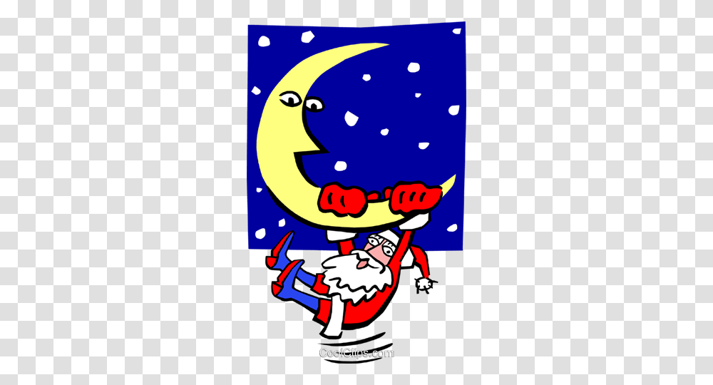 Christmassanta Holding On To Moon Royalty Free Vector Clip Art, Poster, Advertisement, Super Mario, Paper Transparent Png