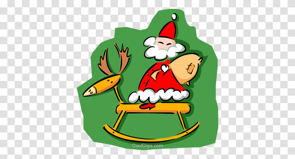 Christmassanta On Rocking Horse Royalty Free Vector Clip Art, Furniture, Elf, Rocking Chair Transparent Png
