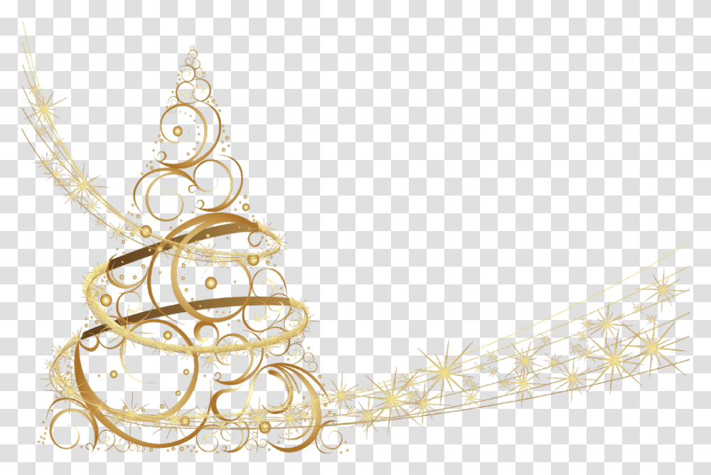 Christmastree Star Stars Gold Sparkle Spiral Christmas Tree, Plant, Ornament Transparent Png