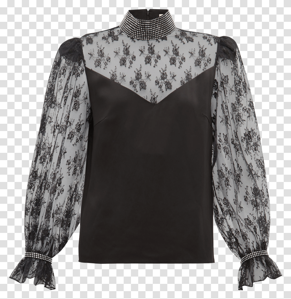 Christopher Kane Crystal Embellished Lace Blouse, Sleeve, Apparel, Long Sleeve Transparent Png