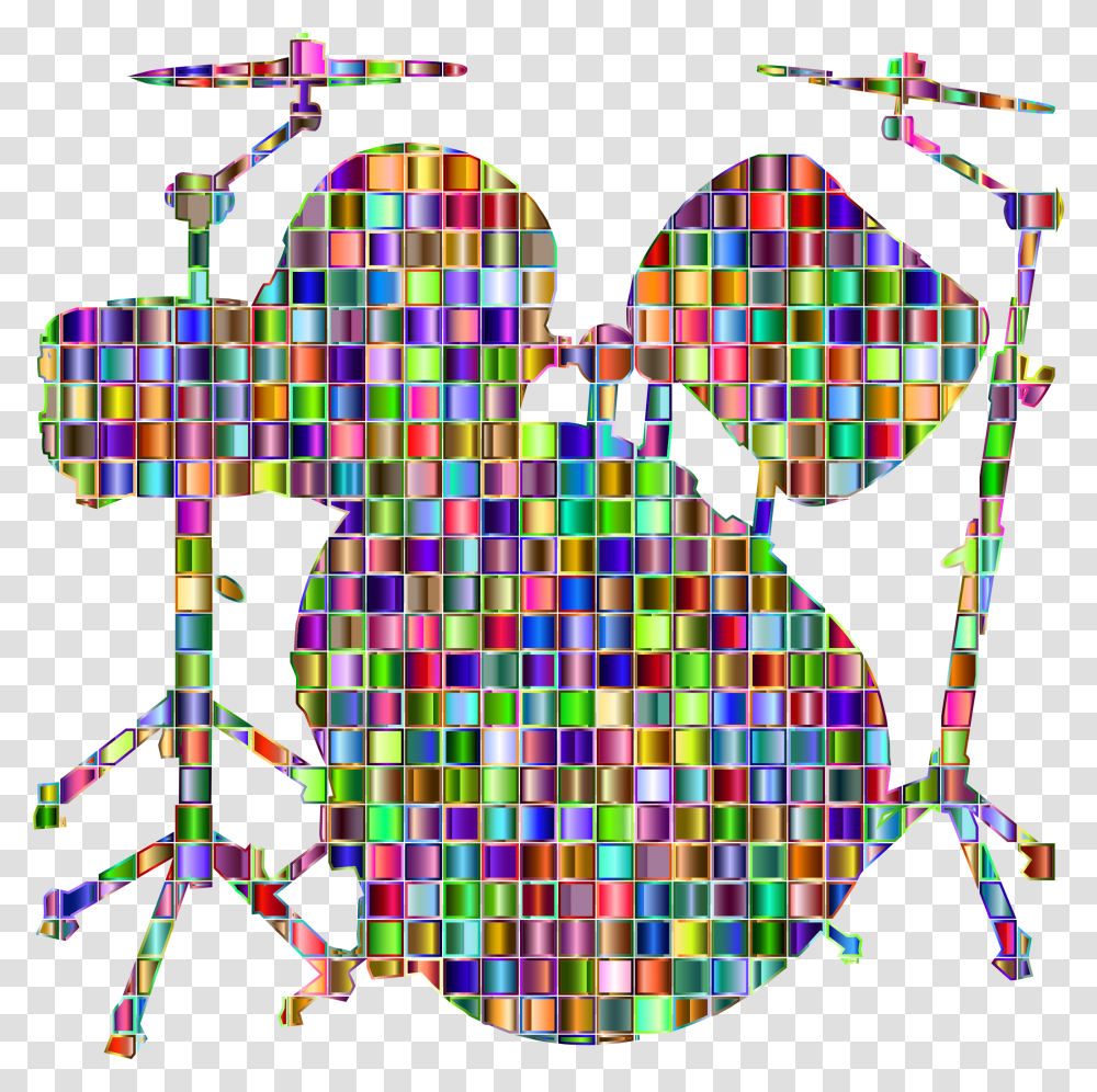 Chromatic Mosaic Drums Set Silhouette Icons, Flag Transparent Png