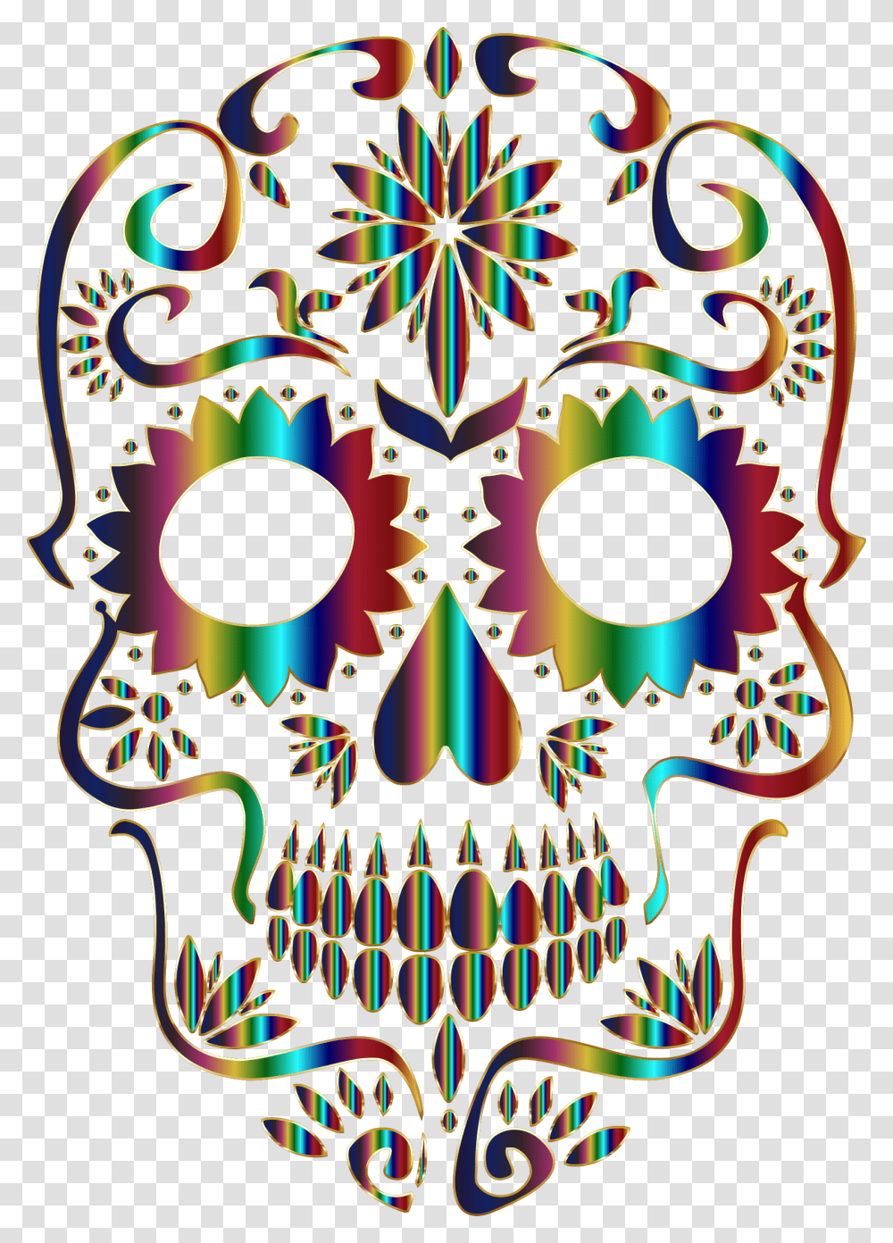 Chromatic Sugar Skull Silhouette 3 No Background Clip Sugar Skull Clipart Background, Ornament, Pattern, Doodle Transparent Png