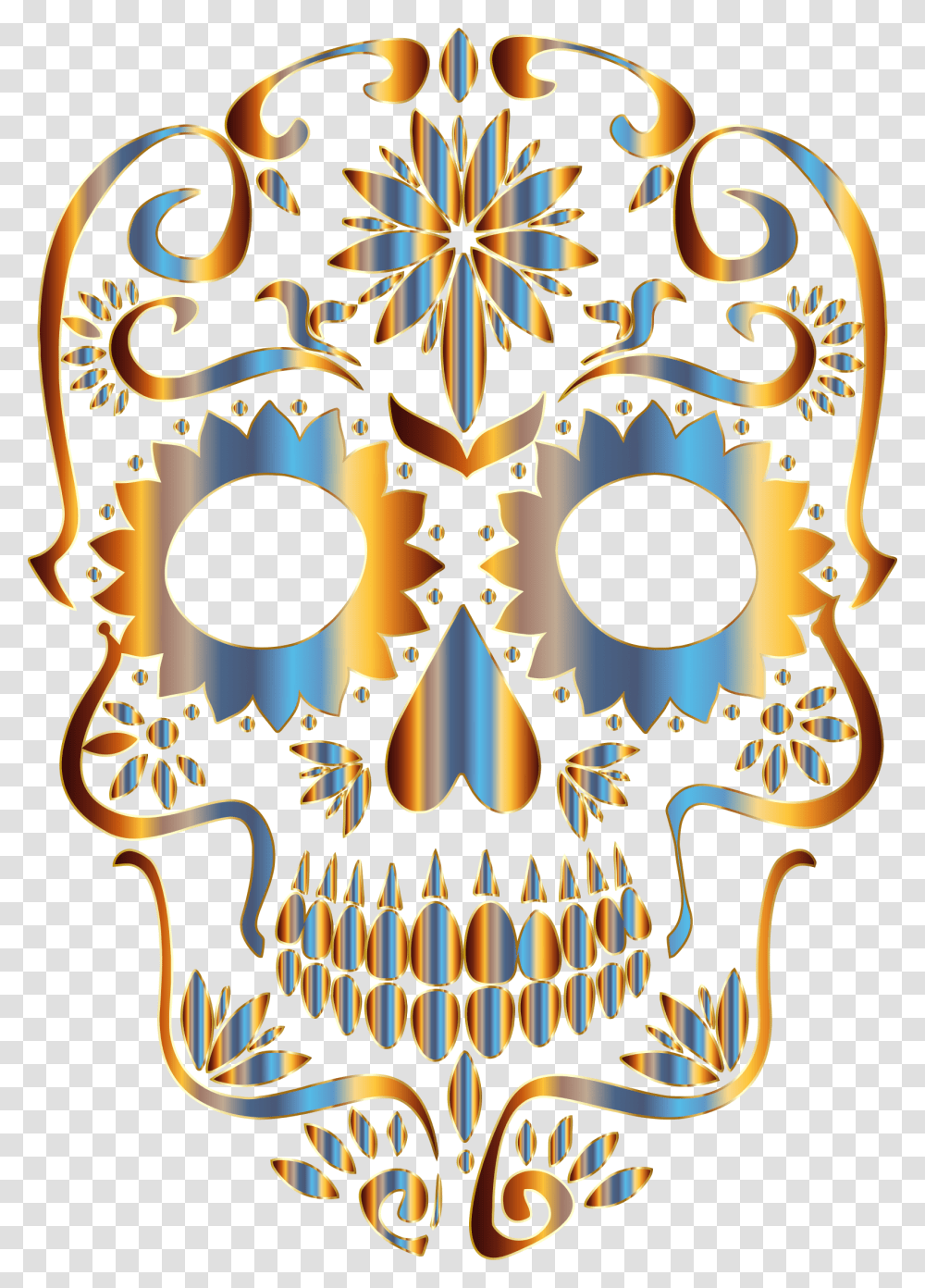 Chromatic Sugar Skull Silhouette No Background Icons, Pattern, Ornament Transparent Png