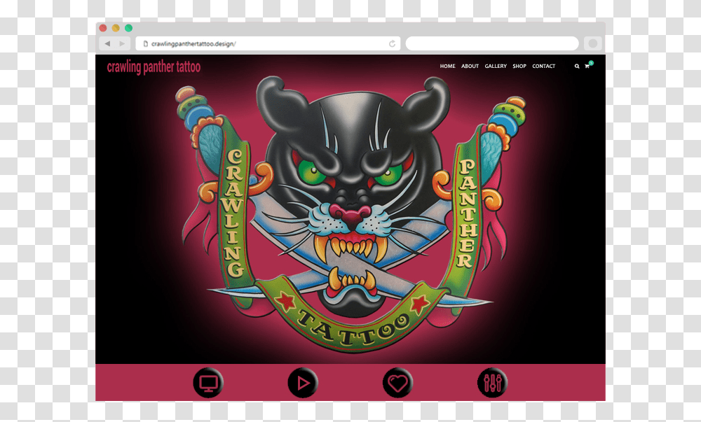 Chrome American Traditional Tattoo Panther Design, Logo, Emblem Transparent Png