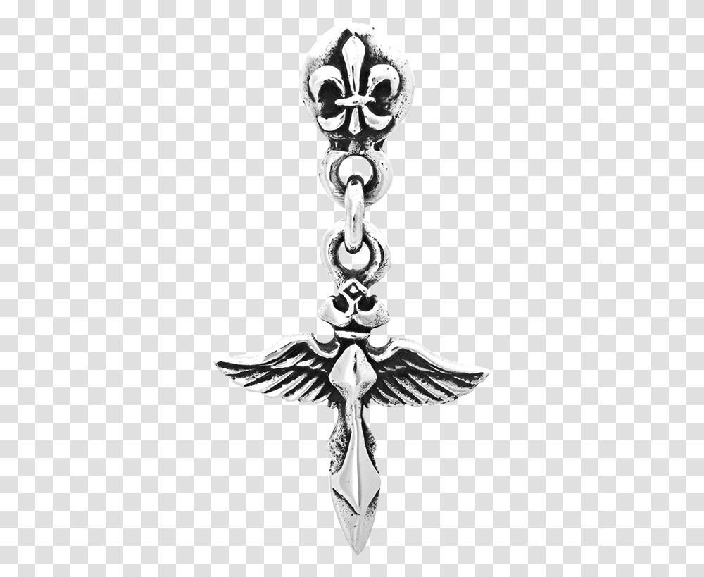 Chrome Angel Cross Earrings Body Jewelry, Pendant, Emblem Transparent Png
