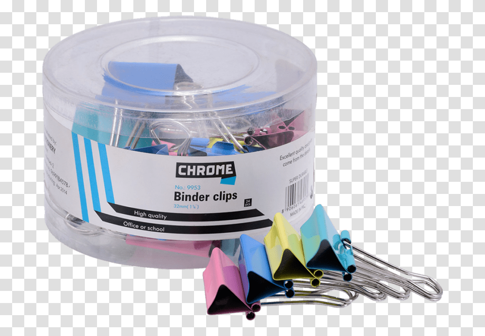 Chrome Binder Clip 32mm 36 Pc Jar Box Of, Paper, Tape Transparent Png
