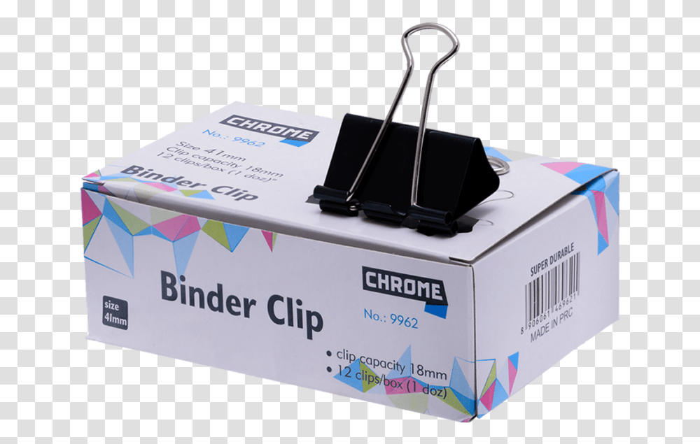 Chrome Binder Clip 41mm Box, Cardboard, Carton, Label Transparent Png