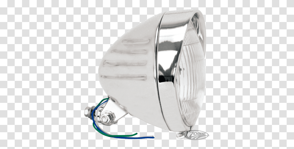 Chrome Springer Style Headlight Late Model With Grooves And Light, Helmet, Clothing, Apparel, Blow Dryer Transparent Png