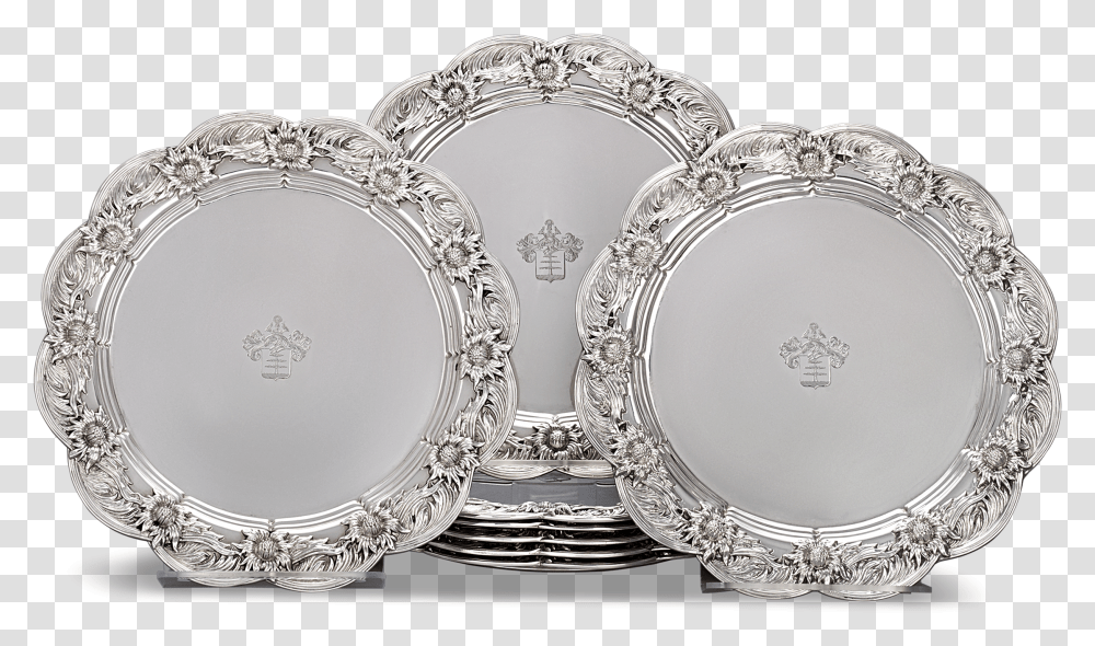 Chrysanthemum Sterling Silver Dinner Plates By Tiffany Silver, Dish, Meal, Food, Platter Transparent Png
