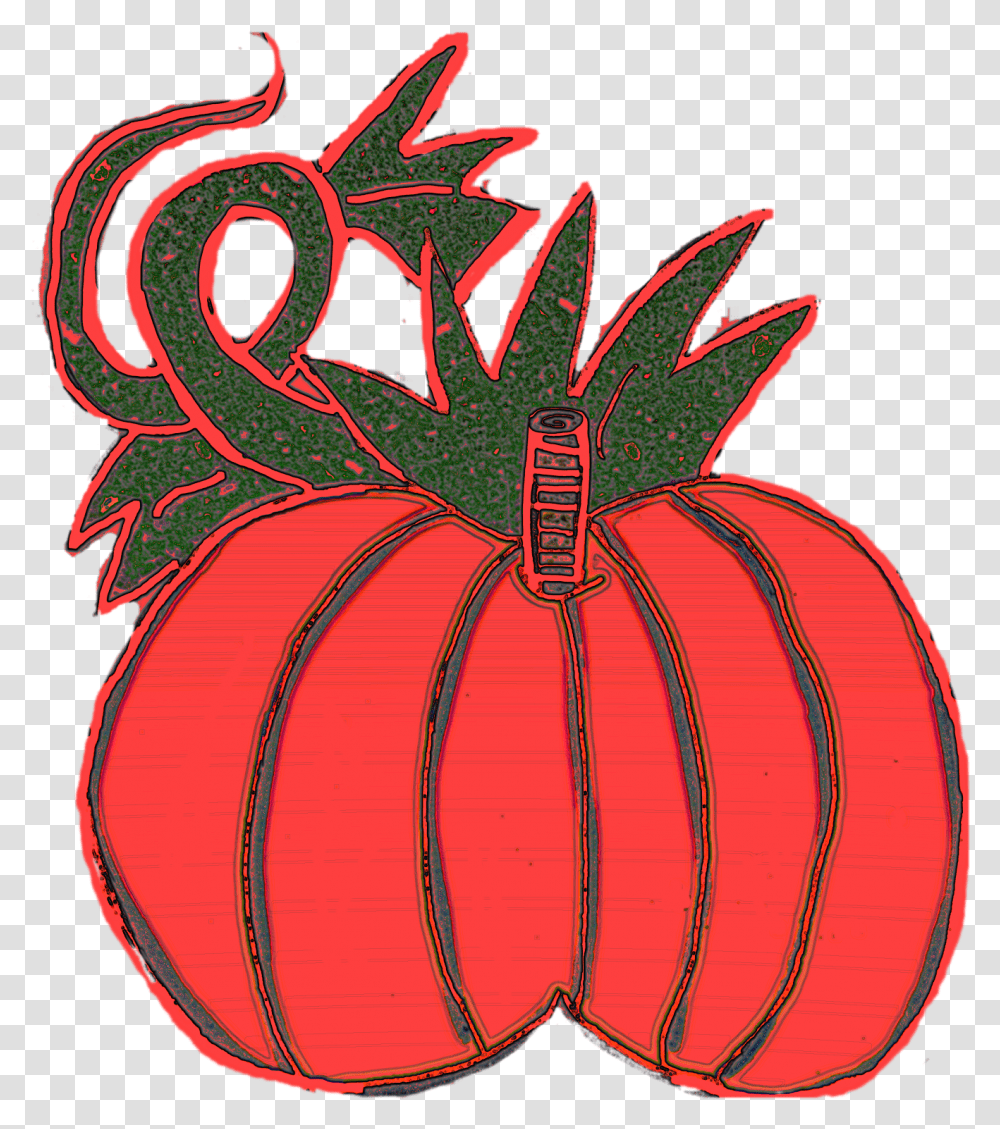 Chubby Pumpkins With Vine To Left And Large Leaf To Illustration, Plant, Floral Design Transparent Png