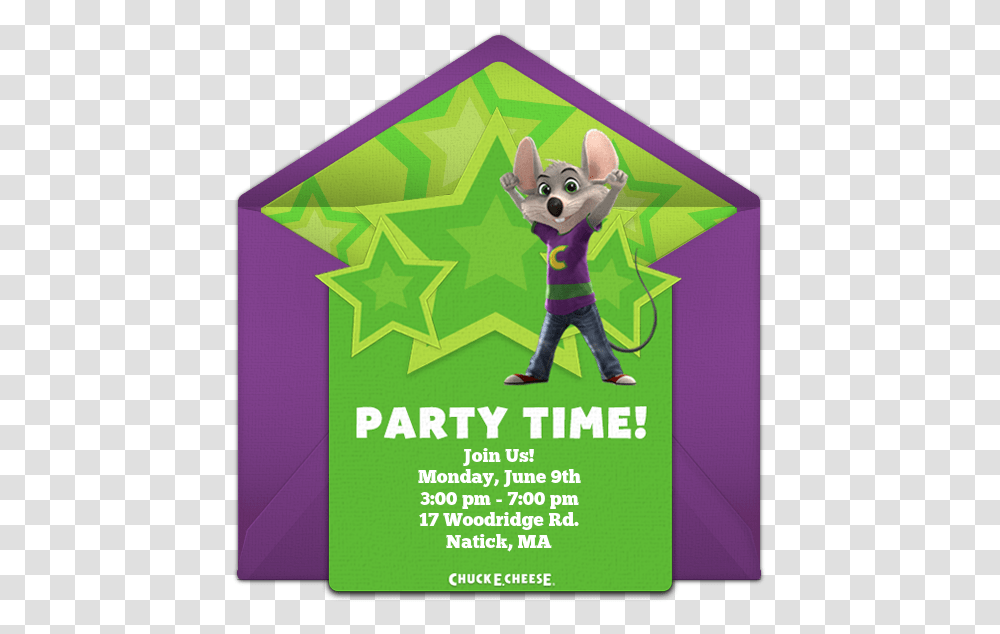 Chuck E Cheese Birthday Card, Paper, Poster, Advertisement, Flyer Transparent Png