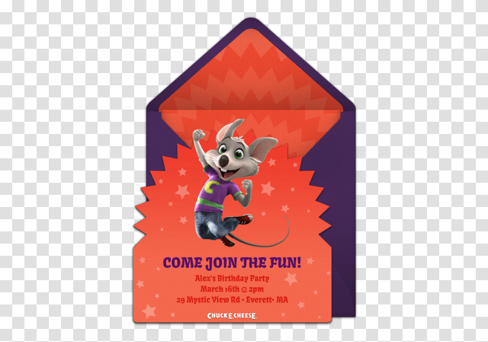 Chuck E Cheese Invitations, Poster, Advertisement, Flyer, Paper Transparent Png