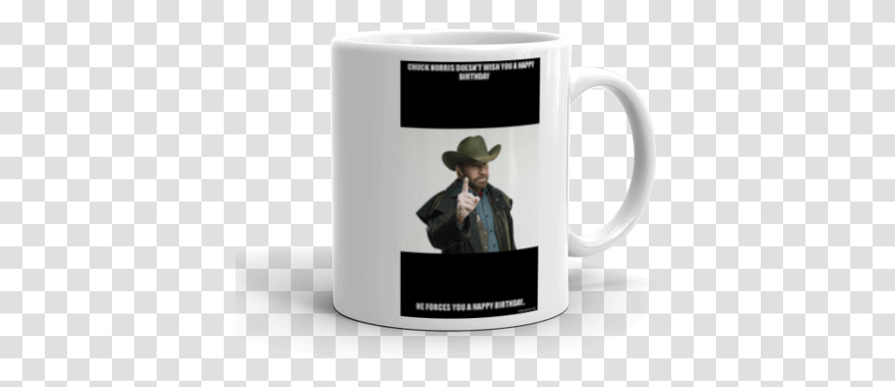 Chuck Norris Doesn't Wish You A Happy Birthday He Forces Chuck Norris 2012, Coffee Cup, Person, Human, Hat Transparent Png