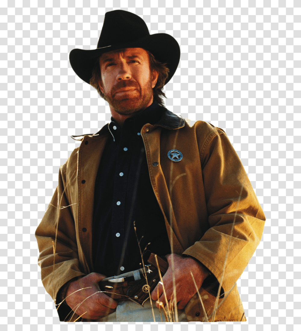 Chuck Norris Image Chuck Norris, Person, Coat, Hat Transparent Png