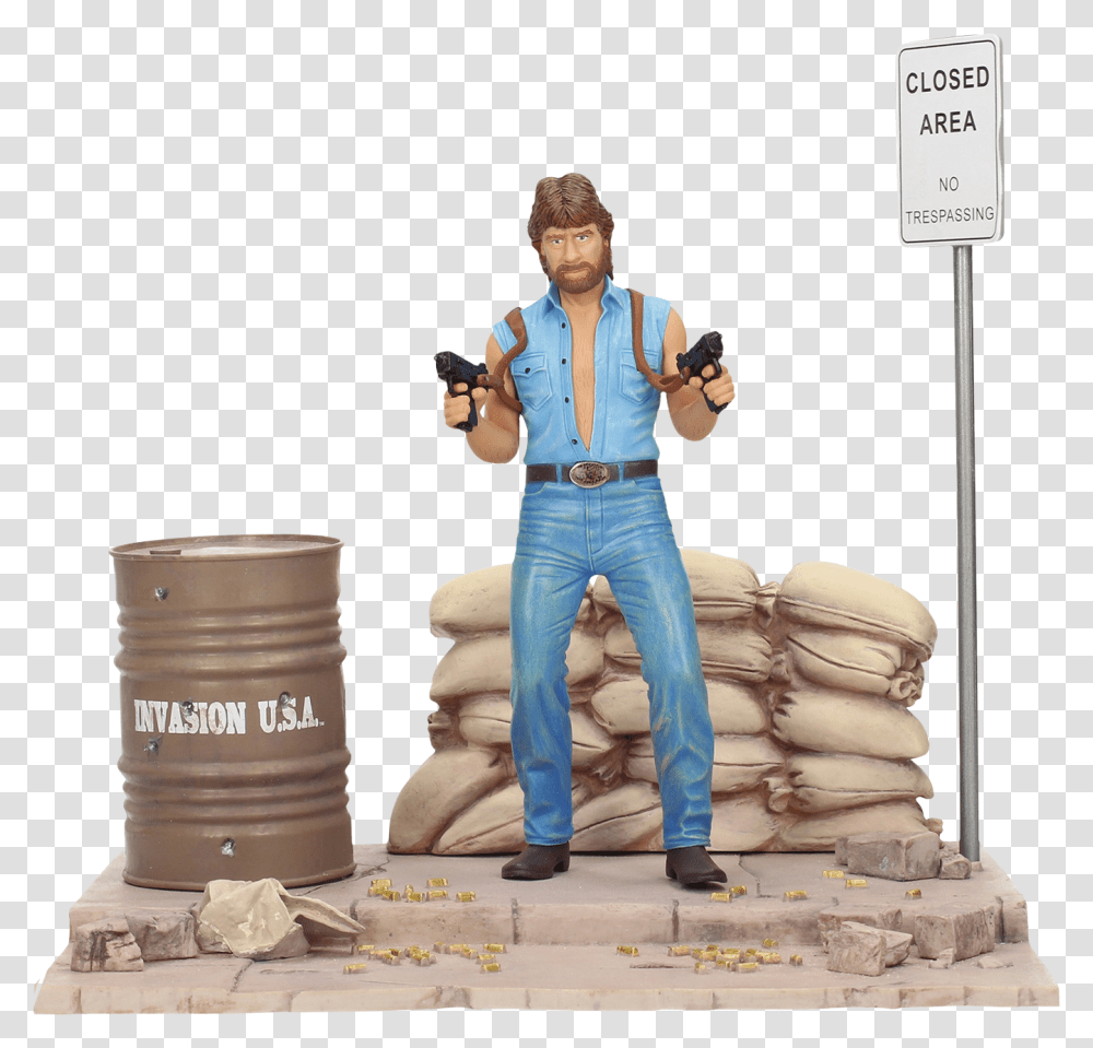 Chuck Norris Invasion Usa Figure, Person, Figurine, Pants Transparent Png