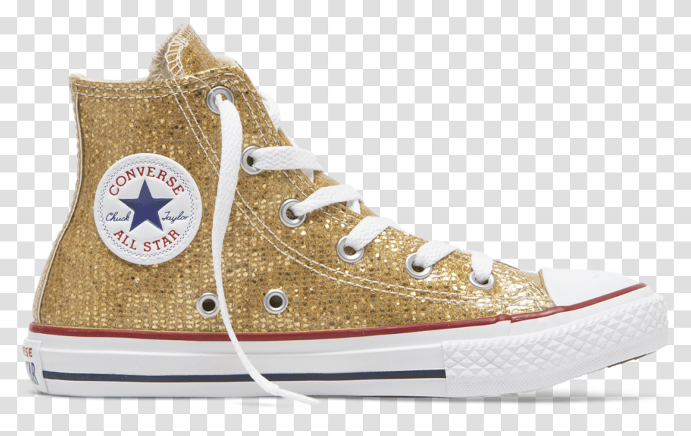 Chuck Taylor All Star Sparkle Junior High Top Gold Silver Converse With Heels, Apparel, Shoe, Footwear Transparent Png