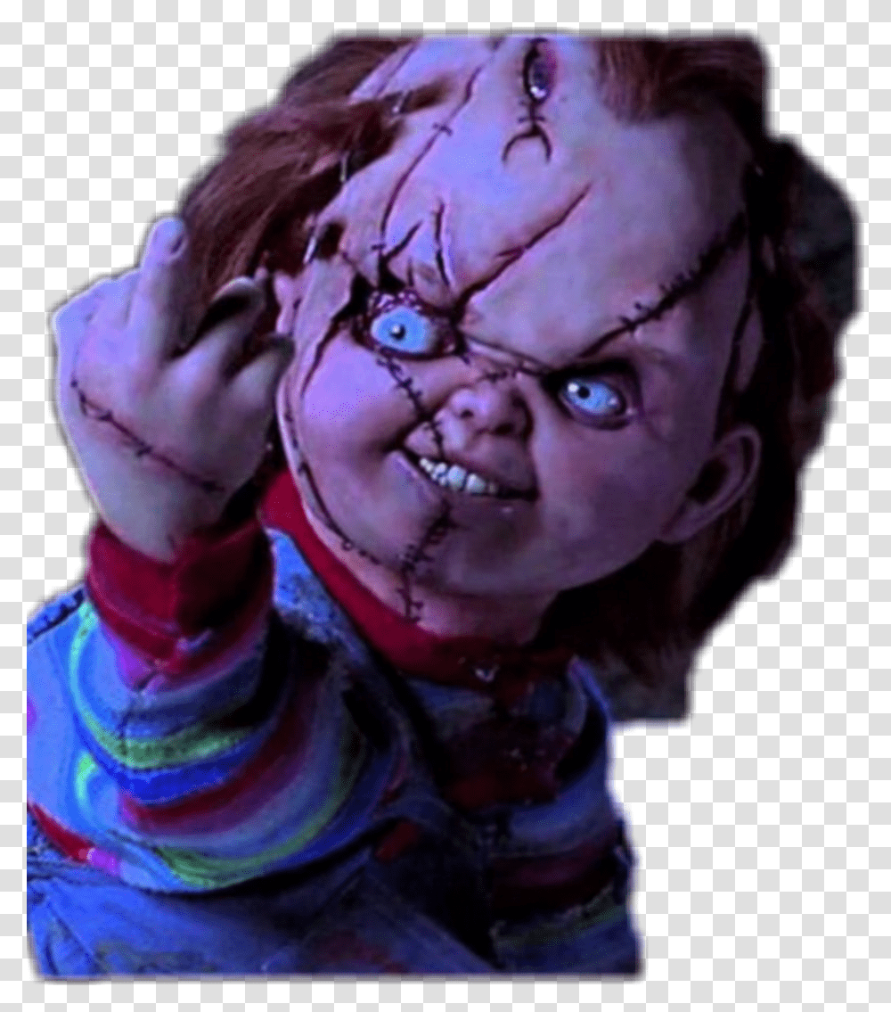 Chucky Doll Fuck You Scary Childsplay Chucky Monster, Head, Face, Person, Finger Transparent Png