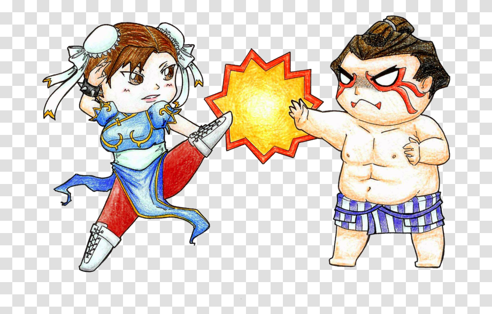 Chun Li And E Honda By Flying Bagel Street Fighter Ve Honda Vs E Honda, Person, Costume, Hand, Duel Transparent Png