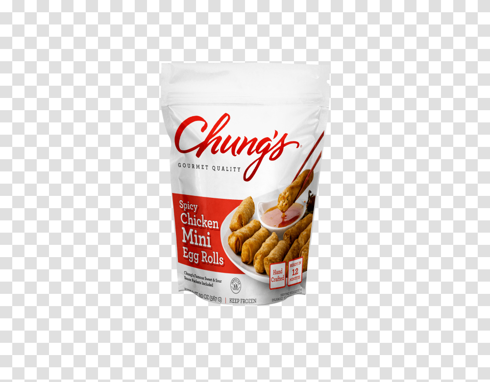 Chungs Oz Spicy Chicken Mini Egg Roll, Food, Plant, Bread, Cracker Transparent Png