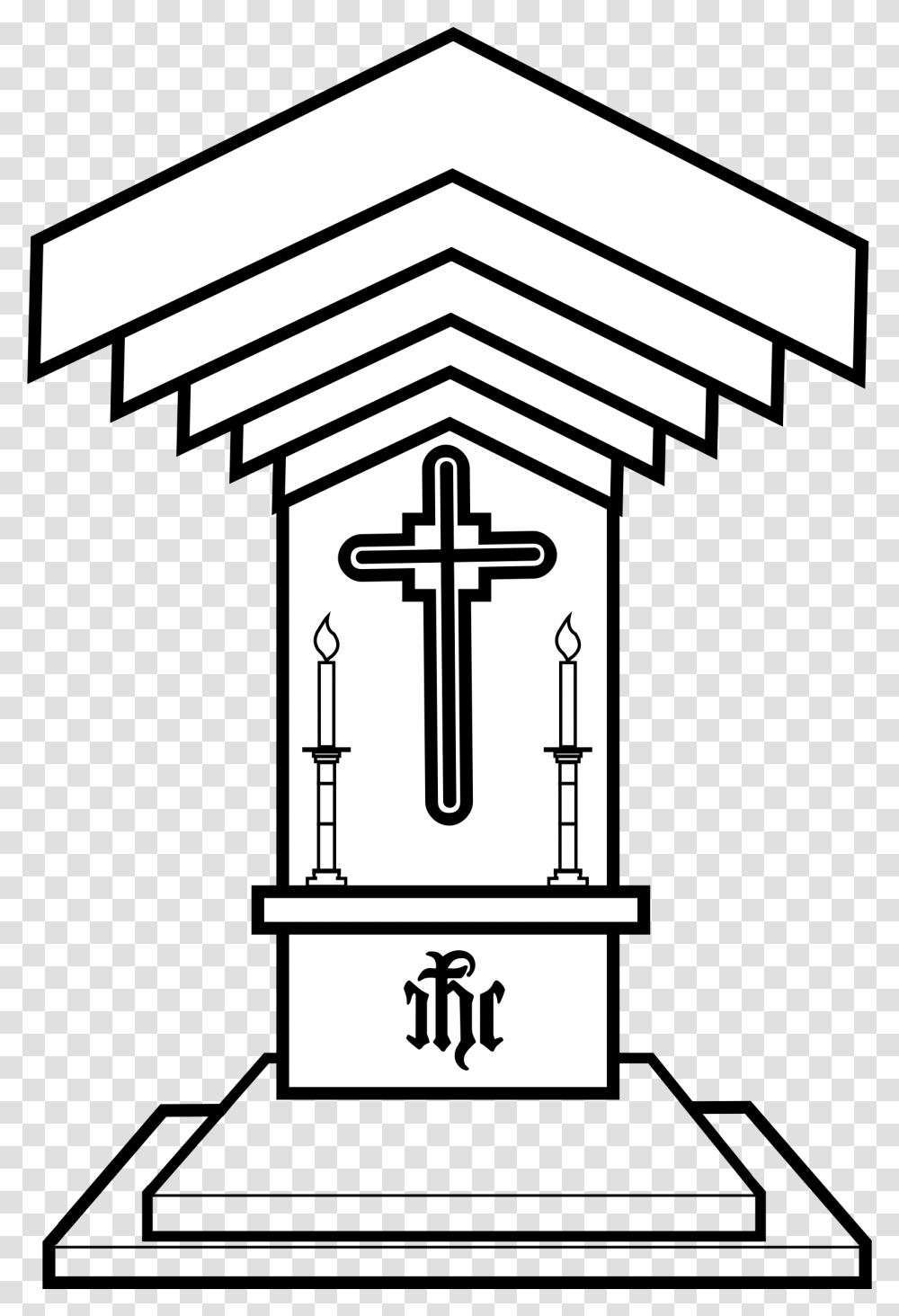 Church Altar Drawing Altar Black And White, Architecture, Building, Cross Transparent Png