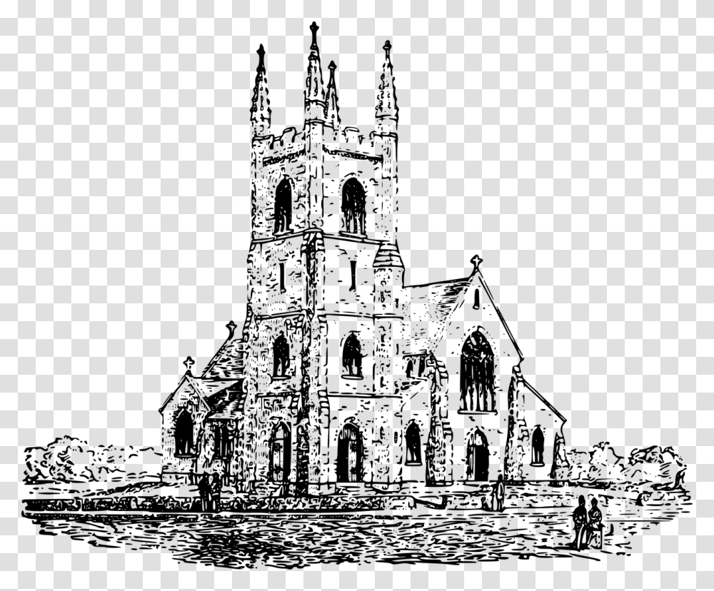 Church Building Christian Church Black And White, Gray, World Of Warcraft Transparent Png