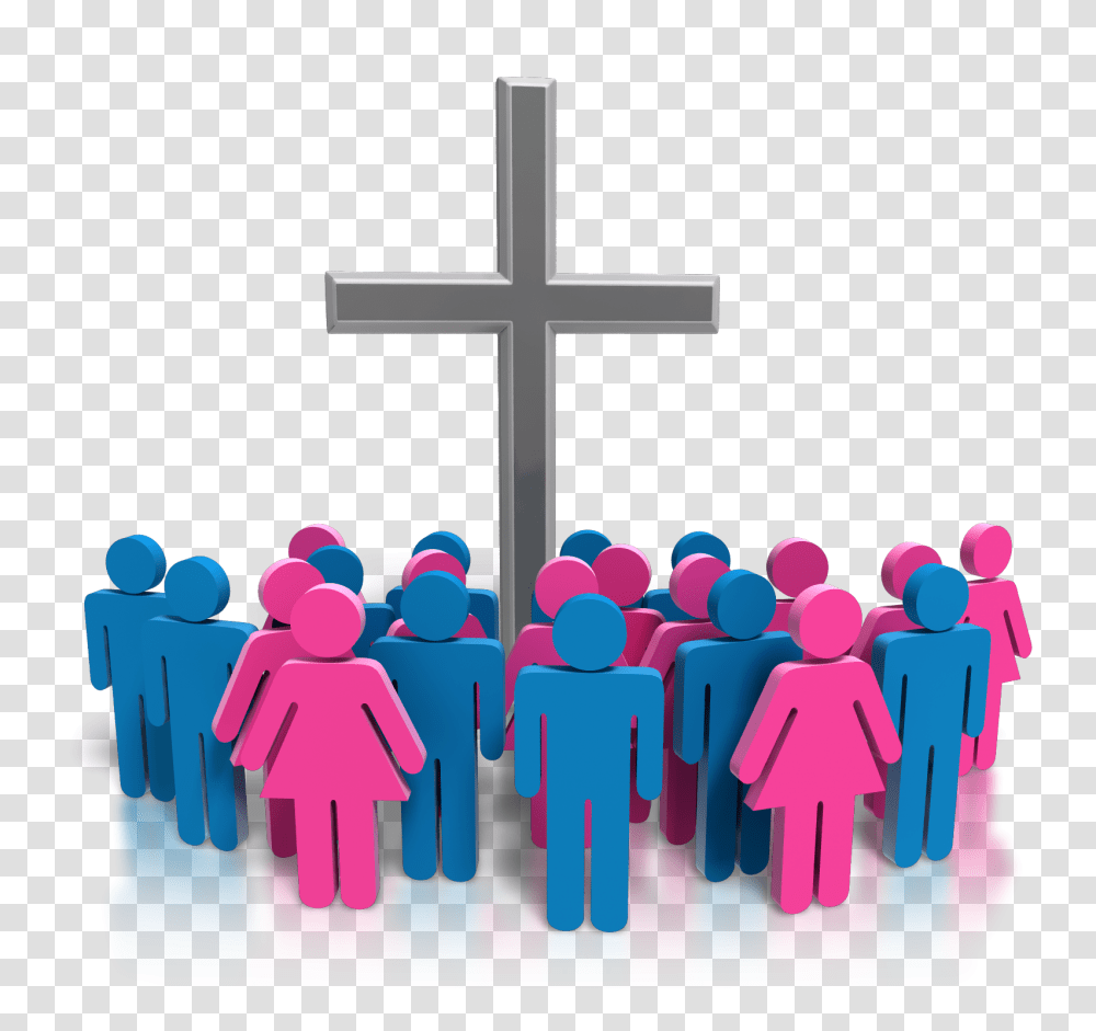 Church Community Clipart, Cross, Crucifix, Crowd Transparent Png